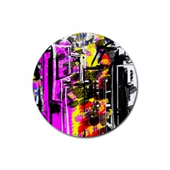 Abstract City View Rubber Coaster (round)  by digitaldivadesigns