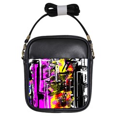 Abstract City View Girls Sling Bags by digitaldivadesigns