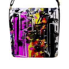 Abstract City View Flap Messenger Bag (l)  by digitaldivadesigns