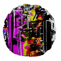 Abstract City View Large 18  Premium Flano Round Cushions by digitaldivadesigns