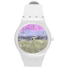 Abstract Garden In Pastel Colors Round Plastic Sport Watch (m) by digitaldivadesigns