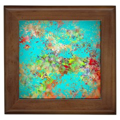 Abstract Garden In Aqua Framed Tiles by digitaldivadesigns