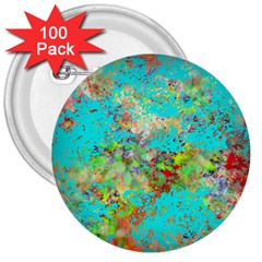 Abstract Garden In Aqua 3  Buttons (100 Pack)  by digitaldivadesigns