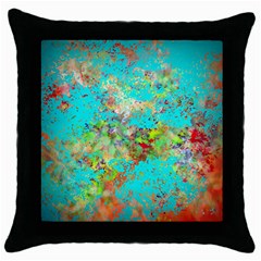 Abstract Garden In Aqua Throw Pillow Cases (black) by digitaldivadesigns