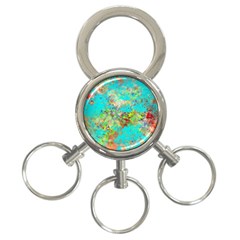 Abstract Garden In Aqua 3-ring Key Chains by digitaldivadesigns