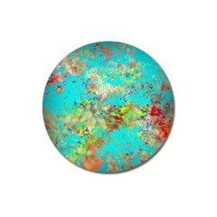 Abstract Garden In Aqua Magnet 3  (round) by digitaldivadesigns