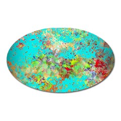 Abstract Garden In Aqua Oval Magnet by digitaldivadesigns