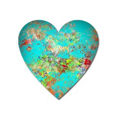 Abstract Garden In Aqua Heart Magnet by digitaldivadesigns