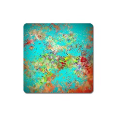 Abstract Garden In Aqua Square Magnet by digitaldivadesigns