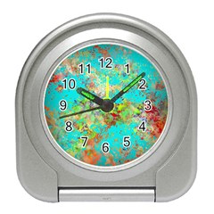 Abstract Garden In Aqua Travel Alarm Clocks by digitaldivadesigns