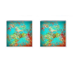 Abstract Garden In Aqua Cufflinks (square) by digitaldivadesigns