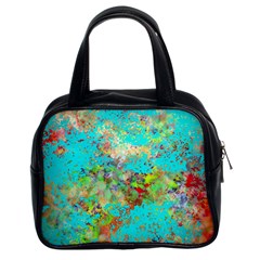 Abstract Garden In Aqua Classic Handbags (2 Sides) by digitaldivadesigns