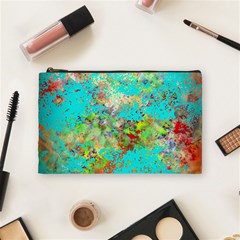 Abstract Garden In Aqua Cosmetic Bag (medium)  by digitaldivadesigns