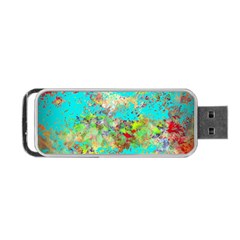 Abstract Garden In Aqua Portable Usb Flash (one Side) by digitaldivadesigns