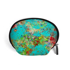 Abstract Garden In Aqua Accessory Pouches (small)  by digitaldivadesigns