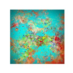 Abstract Garden In Aqua Small Satin Scarf (square)  by digitaldivadesigns