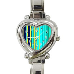 Hot Stripes Aqua Heart Italian Charm Watch by ImpressiveMoments