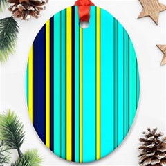 Hot Stripes Aqua Oval Ornament (two Sides) by ImpressiveMoments