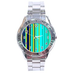 Hot Stripes Aqua Stainless Steel Men s Watch by ImpressiveMoments