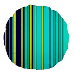 Hot Stripes Aqua Large 18  Premium Flano Round Cushions by ImpressiveMoments