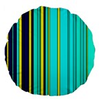 Hot Stripes Aqua Large 18  Premium Flano Round Cushions Front