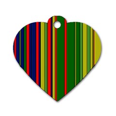 Hot Stripes Grenn Blue Dog Tag Heart (two Sides) by ImpressiveMoments