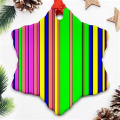 Hot Stripes Rainbow Snowflake Ornament (2-side) by ImpressiveMoments