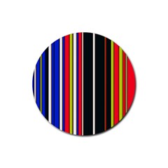 Hot Stripes Red Blue Rubber Round Coaster (4 Pack)  by ImpressiveMoments