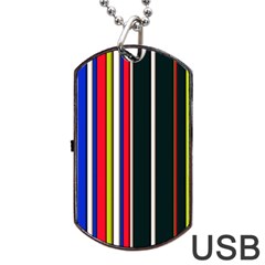 Hot Stripes Red Blue Dog Tag Usb Flash (one Side) by ImpressiveMoments