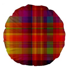 Plaid, Hot Large 18  Premium Flano Round Cushions by ImpressiveMoments