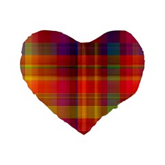 Plaid, Hot Standard 16  Premium Flano Heart Shape Cushions by ImpressiveMoments