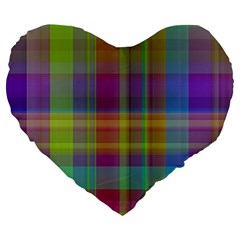 Plaid, Cool Large 19  Premium Flano Heart Shape Cushions by ImpressiveMoments