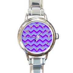 Chevron Blue Round Italian Charm Watches by ImpressiveMoments