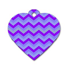 Chevron Blue Dog Tag Heart (two Sides) by ImpressiveMoments