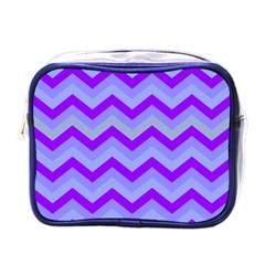 Chevron Blue Mini Toiletries Bags by ImpressiveMoments