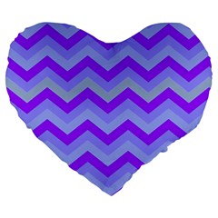 Chevron Blue Large 19  Premium Heart Shape Cushions by ImpressiveMoments