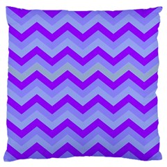 Chevron Blue Large Flano Cushion Cases (two Sides)  by ImpressiveMoments