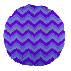 Chevron Blue Large 18  Premium Flano Round Cushions by ImpressiveMoments