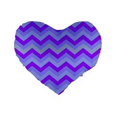 Chevron Blue Standard 16  Premium Flano Heart Shape Cushions by ImpressiveMoments