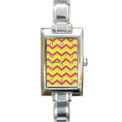 Chevron Yellow Pink Rectangle Italian Charm Watches by ImpressiveMoments