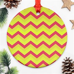 Chevron Yellow Pink Ornament (round)  by ImpressiveMoments