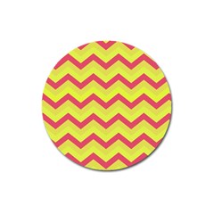 Chevron Yellow Pink Magnet 3  (round) by ImpressiveMoments