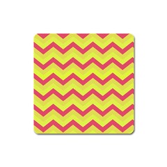 Chevron Yellow Pink Square Magnet by ImpressiveMoments