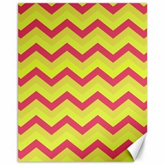 Chevron Yellow Pink Canvas 11  X 14   by ImpressiveMoments