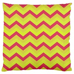 Chevron Yellow Pink Standard Flano Cushion Cases (two Sides)  by ImpressiveMoments