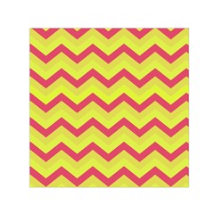 Chevron Yellow Pink Small Satin Scarf (square)  by ImpressiveMoments