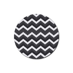 Chevron Dark Gray Rubber Coaster (round)  by ImpressiveMoments