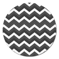 Chevron Dark Gray Magnet 5  (round) by ImpressiveMoments