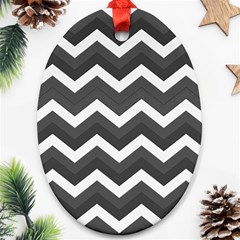 Chevron Dark Gray Oval Ornament (two Sides) by ImpressiveMoments