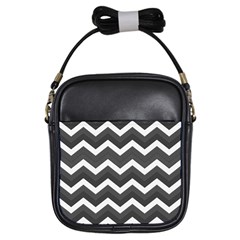 Chevron Dark Gray Girls Sling Bags by ImpressiveMoments